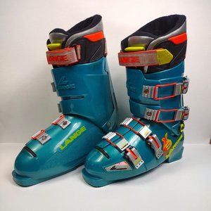 Lange X9 Ski Down Hill Alpine Boots Men Size 9 Made in Italy- Teal Neon Yellow